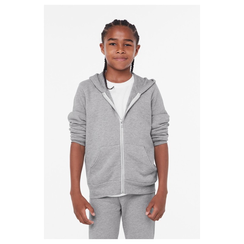 Buy Bella + Canvas 3739Y Youth Sponge Fleece Full-Zip Hooded Sweatshirt | ApparelChoice.ca