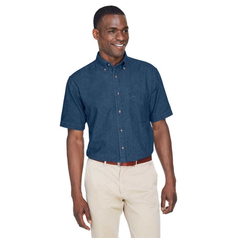 Buy Harriton M550S Men's Short-Sleeve Denim Shirt | ApparelChoice.ca