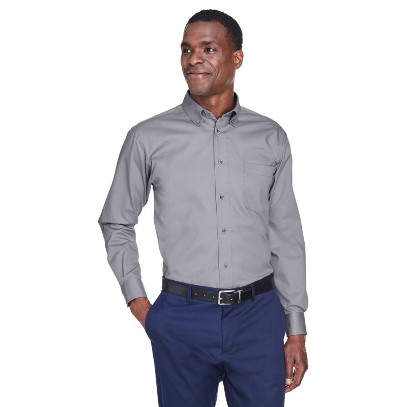 Buy Harriton M500T Men's Tall Easy Blend Long-Sleeve Twill Shirt with Stain-Release | ApparelChoice.ca