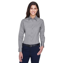 Buy Harriton M500W Ladies Easy Blend Long-Sleeve Twill Shirt with Stain-Release | ApparelChoice.ca
