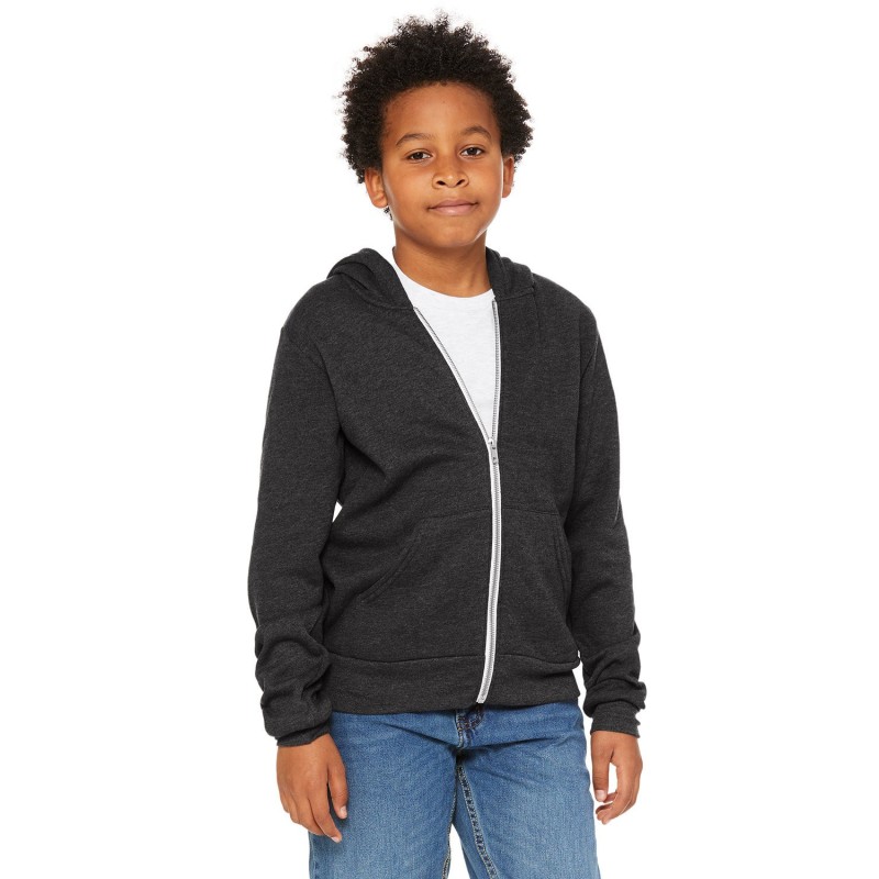 Buy Bella + Canvas 3739Y Youth Sponge Fleece Full-Zip Hooded Sweatshirt | ApparelChoice.ca