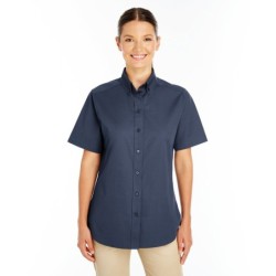 Buy Harriton M582W Ladies Foundation 100% Cotton Short-Sleeve Twill Shirt with Teflon | ApparelChoice.ca