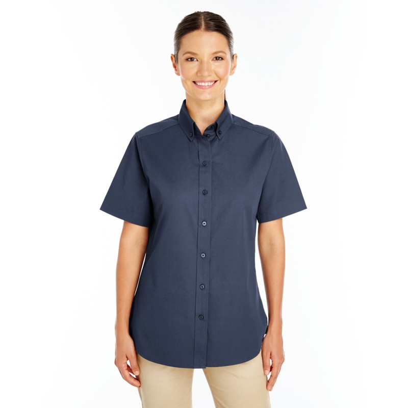 Buy Harriton M582W Ladies Foundation 100% Cotton Short-Sleeve Twill Shirt with Teflon | ApparelChoice.ca