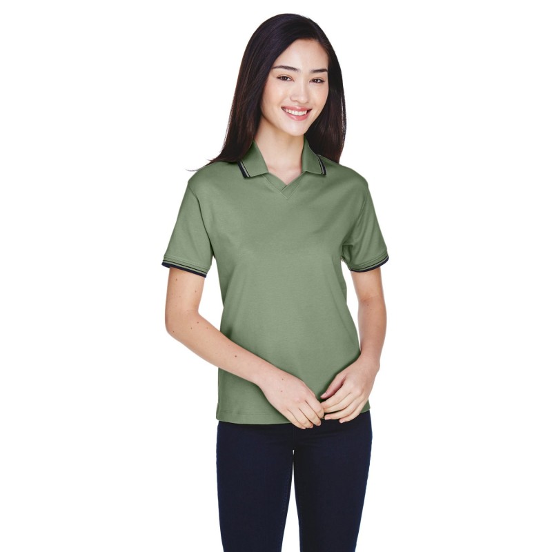Buy Devon & Jones D140W Ladies Tipped Perfect Pima Interlock Polo | ApparelChoice.ca