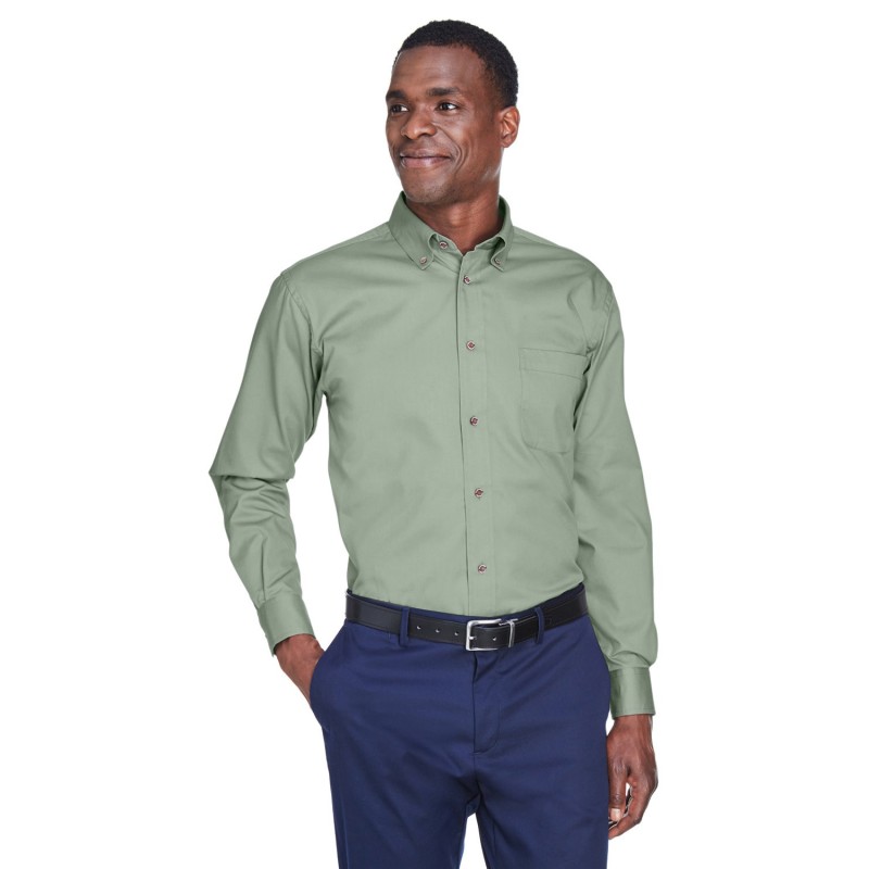 Buy Harriton M500 Men's Easy Blend Long-Sleeve Twill Shirt with Stain-Release | ApparelChoice.ca