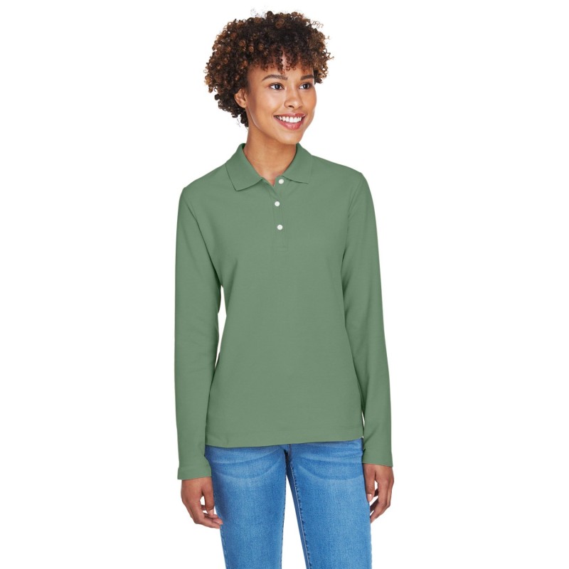 Buy Devon & Jones D110W Ladies Pima Pique Long-Sleeve Polo | ApparelChoice.ca