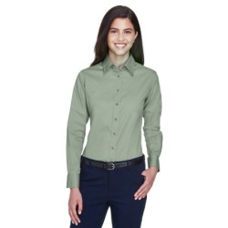 Buy Harriton M500W Ladies Easy Blend Long-Sleeve Twill Shirt with Stain-Release | ApparelChoice.ca
