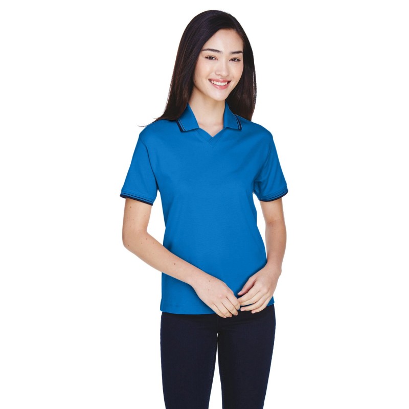 Buy Devon & Jones D140W Ladies Tipped Perfect Pima Interlock Polo | ApparelChoice.ca