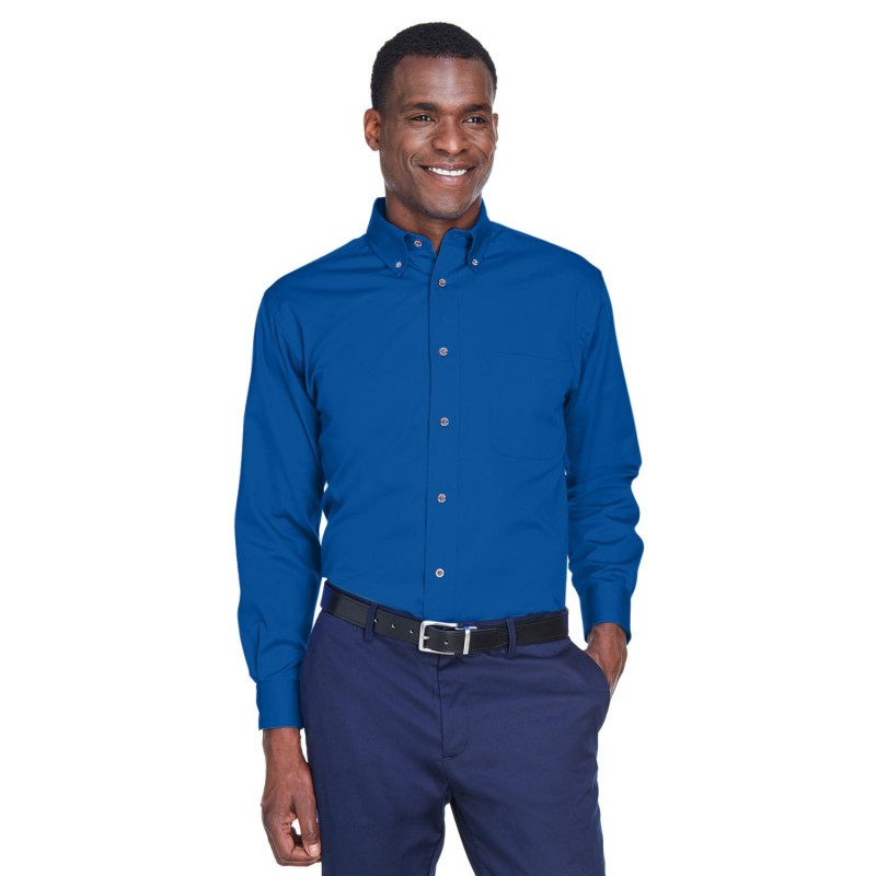 Buy Harriton M500T Men's Tall Easy Blend Long-Sleeve Twill Shirt with Stain-Release | ApparelChoice.ca