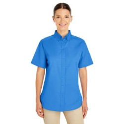Buy Harriton M582W Ladies Foundation 100% Cotton Short-Sleeve Twill Shirt with Teflon | ApparelChoice.ca