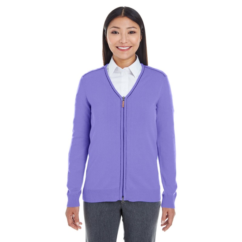 Buy Devon & Jones DG478W Ladies Manchester Fully-Fashioned Full-Zip Cardigan Sweater | ApparelChoice.ca