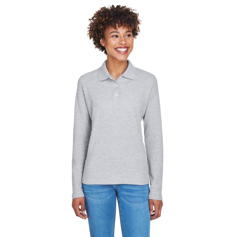 Buy Devon & Jones D110W Ladies Pima Pique Long-Sleeve Polo | ApparelChoice.ca