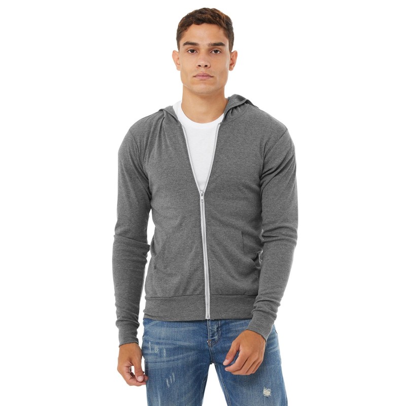 Buy Bella + Canvas 3939 Unisex Triblend Full-Zip Lightweight Hoodie | ApparelChoice.ca