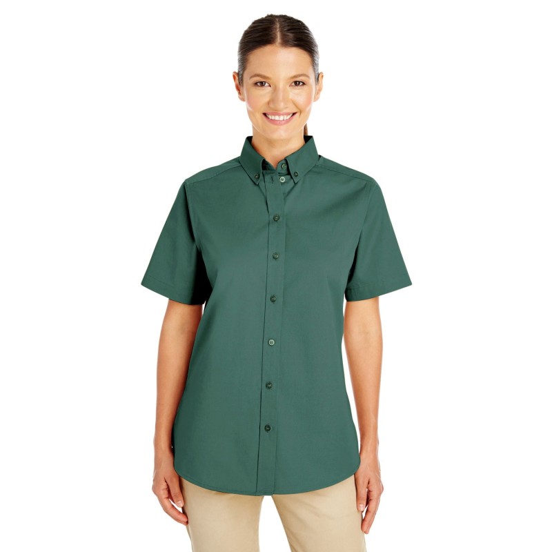 Buy Harriton M582W Ladies Foundation 100% Cotton Short-Sleeve Twill Shirt with Teflon | ApparelChoice.ca