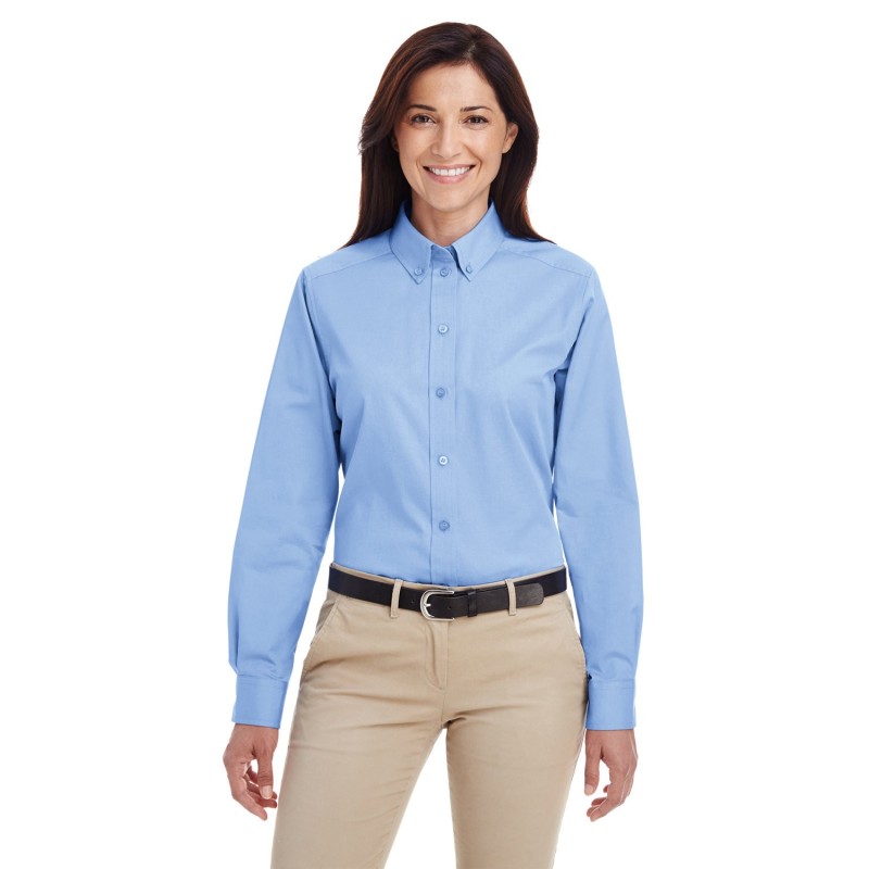 Buy Harriton M581W Ladies Foundation 100% Cotton Long-Sleeve Twill Shirt with Teflon | ApparelChoice.ca