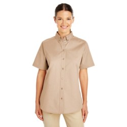 Buy Harriton M582W Ladies Foundation 100% Cotton Short-Sleeve Twill Shirt with Teflon | ApparelChoice.ca