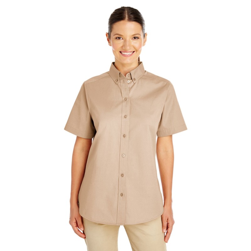 Buy Harriton M582W Ladies Foundation 100% Cotton Short-Sleeve Twill Shirt with Teflon | ApparelChoice.ca