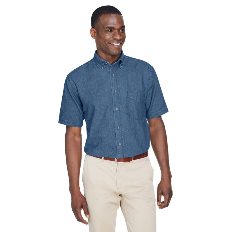 Buy Harriton M550S Men's Short-Sleeve Denim Shirt | ApparelChoice.ca