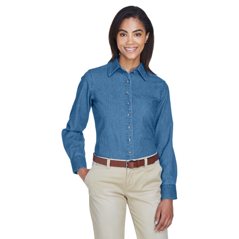 Buy Harriton M550W Ladies Long-Sleeve Denim Shirt | ApparelChoice.ca