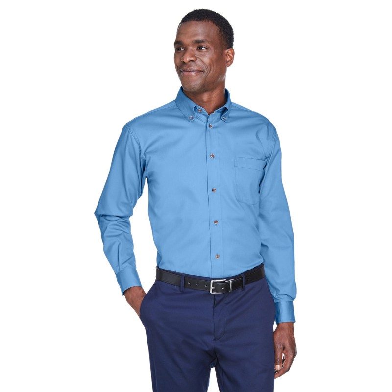Buy Harriton M500 Men's Easy Blend Long-Sleeve Twill Shirt with Stain-Release | ApparelChoice.ca