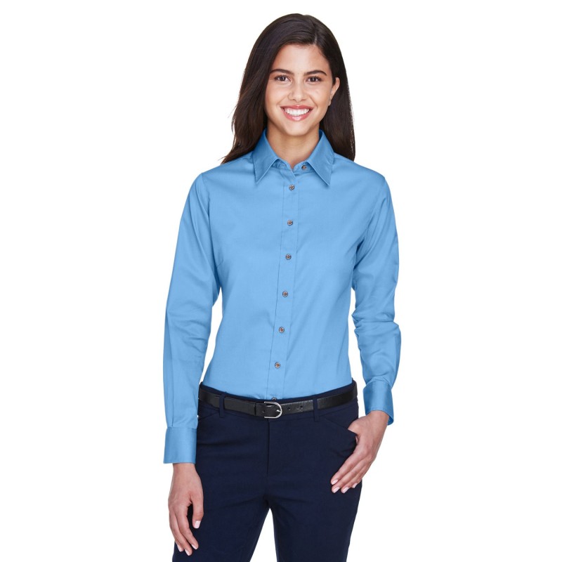 Buy Harriton M500W Ladies Easy Blend Long-Sleeve Twill Shirt with Stain-Release | ApparelChoice.ca