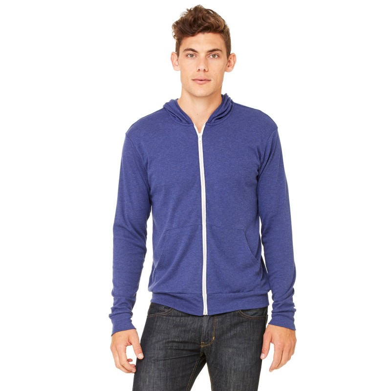 Buy Bella + Canvas 3939 Unisex Triblend Full-Zip Lightweight Hoodie | ApparelChoice.ca