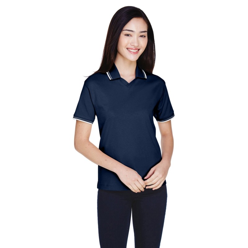 Buy Devon & Jones D140W Ladies Tipped Perfect Pima Interlock Polo | ApparelChoice.ca