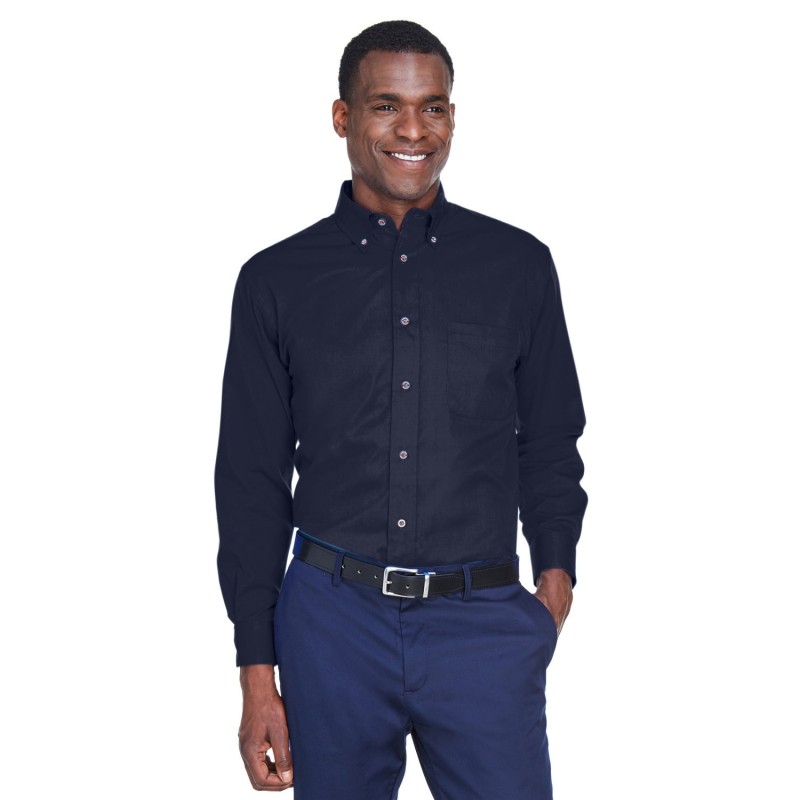 Buy Harriton M500T Men's Tall Easy Blend Long-Sleeve Twill Shirt with Stain-Release | ApparelChoice.ca