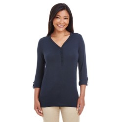 Buy Devon & Jones DP186W Ladies Perfect Fit Y-Placket Convertible Sleeve Knit Top | ApparelChoice.ca