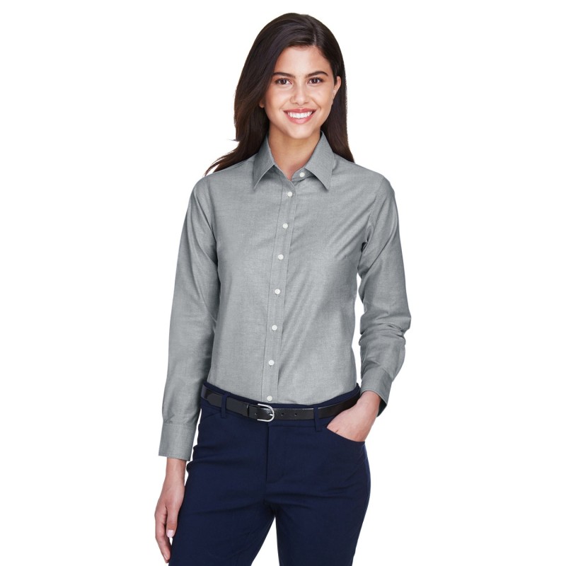 Buy Harriton M600W Ladies Long-Sleeve Oxford with Stain-Release | ApparelChoice.ca