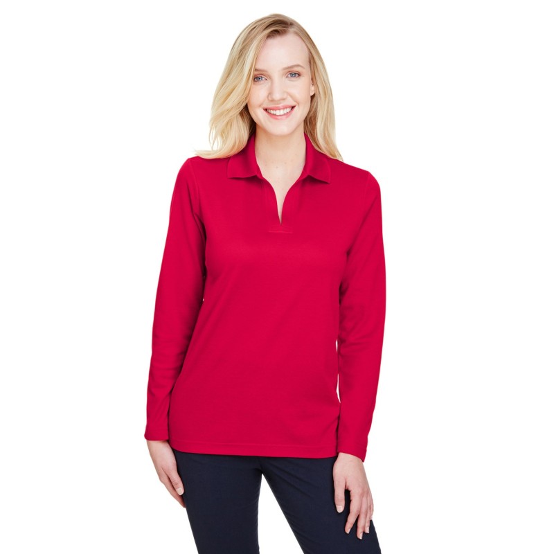 Buy Devon & Jones DG20LW CrownLux Performance Ladies Plaited Long Sleeve Polo | ApparelChoice.ca
