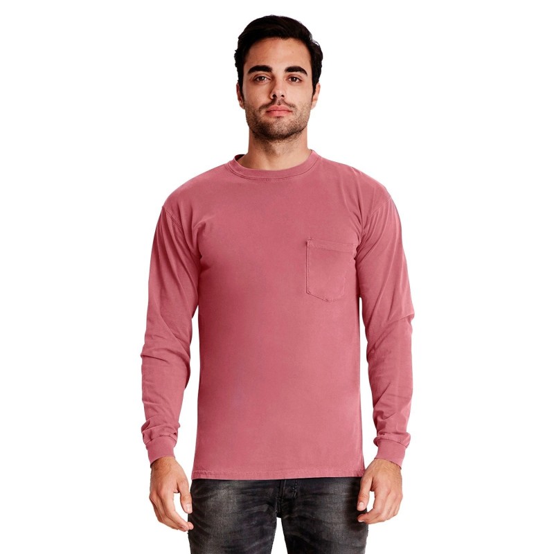 Buy Next Level Apparel 7451 Adult Inspired Dye Long-Sleeve Crew with Pocket | ApparelChoice.ca