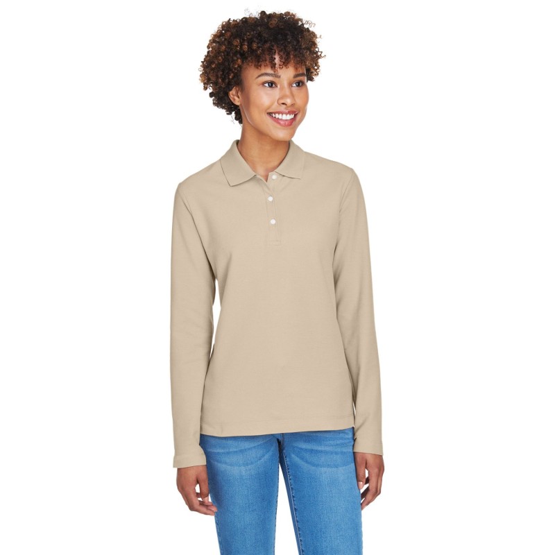Buy Devon & Jones D110W Ladies Pima Pique Long-Sleeve Polo | ApparelChoice.ca