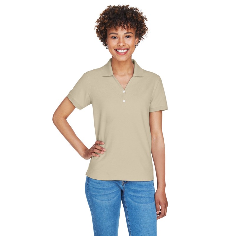 Buy Devon & Jones D100W Ladies Pima Pique Y-Collar Polo | ApparelChoice.ca