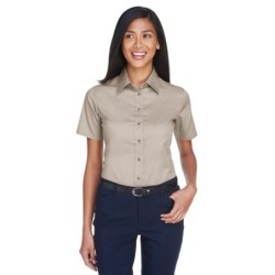 Buy Harriton M500SW Ladies Easy Blend Short-Sleeve Twill Shirt with Stain-Release | ApparelChoice.ca