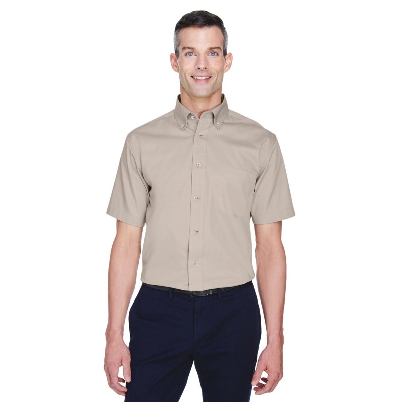 Buy Harriton M500S Men's Easy Blend Short-Sleeve Twill Shirt with Stain-Release | ApparelChoice.ca