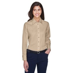 Buy Harriton M500W Ladies Easy Blend Long-Sleeve Twill Shirt with Stain-Release | ApparelChoice.ca