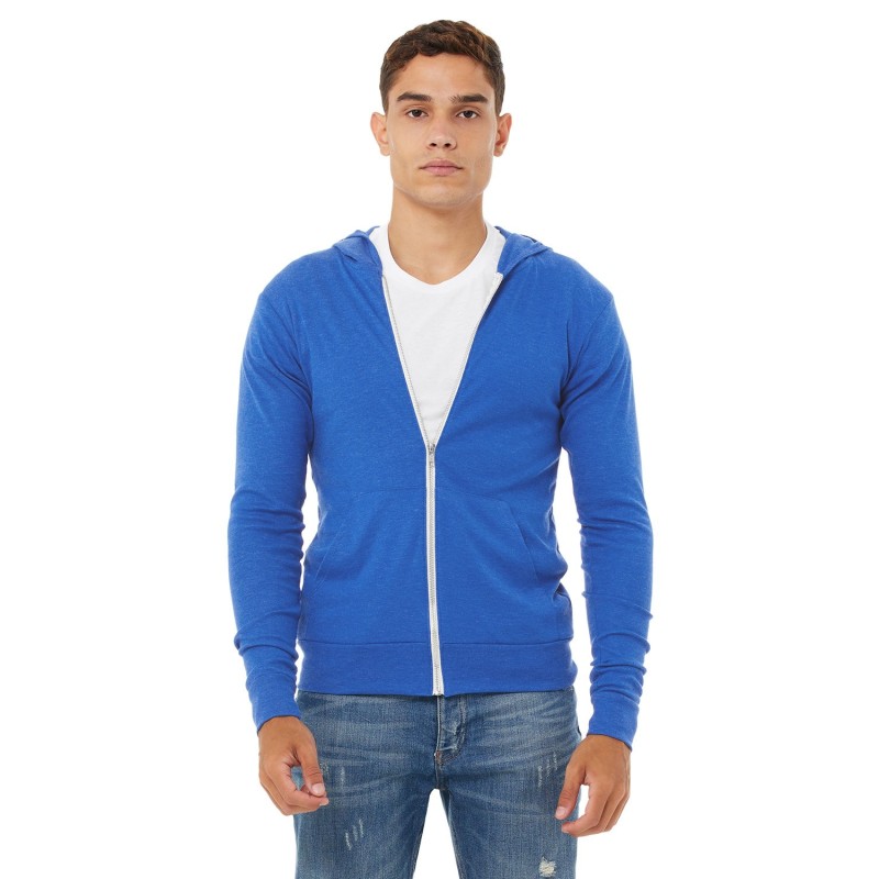 Buy Bella + Canvas 3939 Unisex Triblend Full-Zip Lightweight Hoodie | ApparelChoice.ca