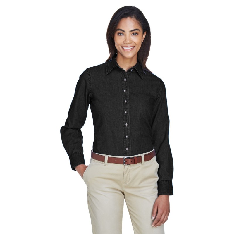 Buy Harriton M550W Ladies Long-Sleeve Denim Shirt | ApparelChoice.ca