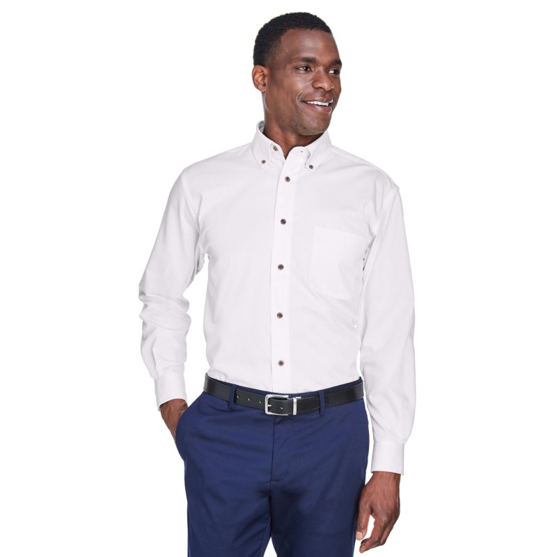 Buy Harriton M500T Men's Tall Easy Blend Long-Sleeve Twill Shirt with Stain-Release | ApparelChoice.ca