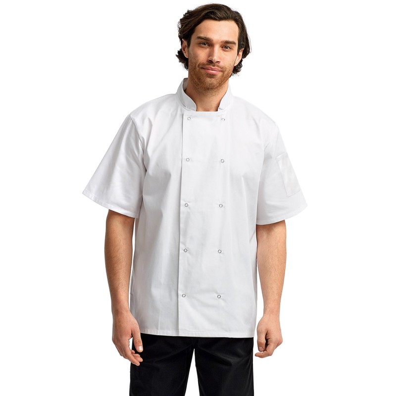 Buy Artisan Collection by Reprime RP664 Unisex Studded Front Short-Sleeve Chef's Jacket | ApparelChoice.ca