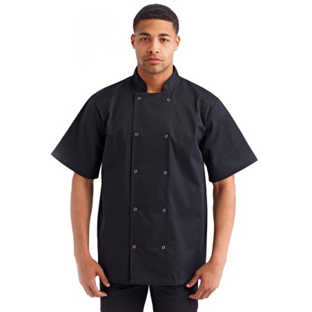 Buy Artisan Collection by Reprime RP664 Unisex Studded Front Short-Sleeve Chef's Jacket | ApparelChoice.ca