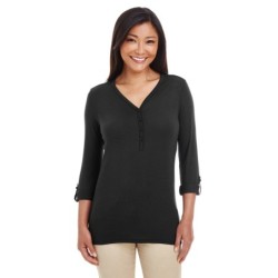 Buy Devon & Jones DP186W Ladies Perfect Fit Y-Placket Convertible Sleeve Knit Top | ApparelChoice.ca
