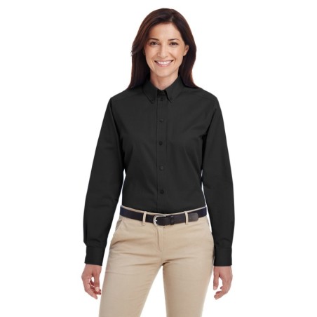 Buy Harriton M581W Ladies Foundation 100% Cotton Long-Sleeve Twill Shirt with Teflon | ApparelChoice.ca