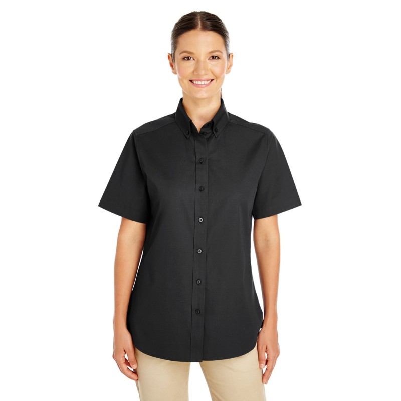 Buy Harriton M582W Ladies Foundation 100% Cotton Short-Sleeve Twill Shirt with Teflon | ApparelChoice.ca