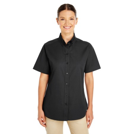 Buy Harriton M582W Ladies Foundation 100% Cotton Short-Sleeve Twill Shirt with Teflon | ApparelChoice.ca
